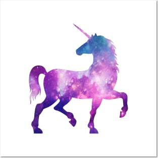 Watercolor cosmic galaxy unicorn Posters and Art